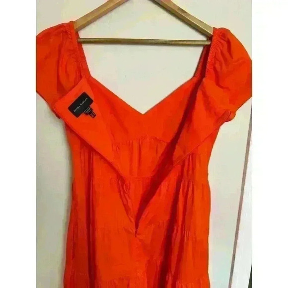 Donna Morgan Colorblock Tiered Trapeze Midi Dress Pink Orange Size 6 Maxi - Picture 6 of 12